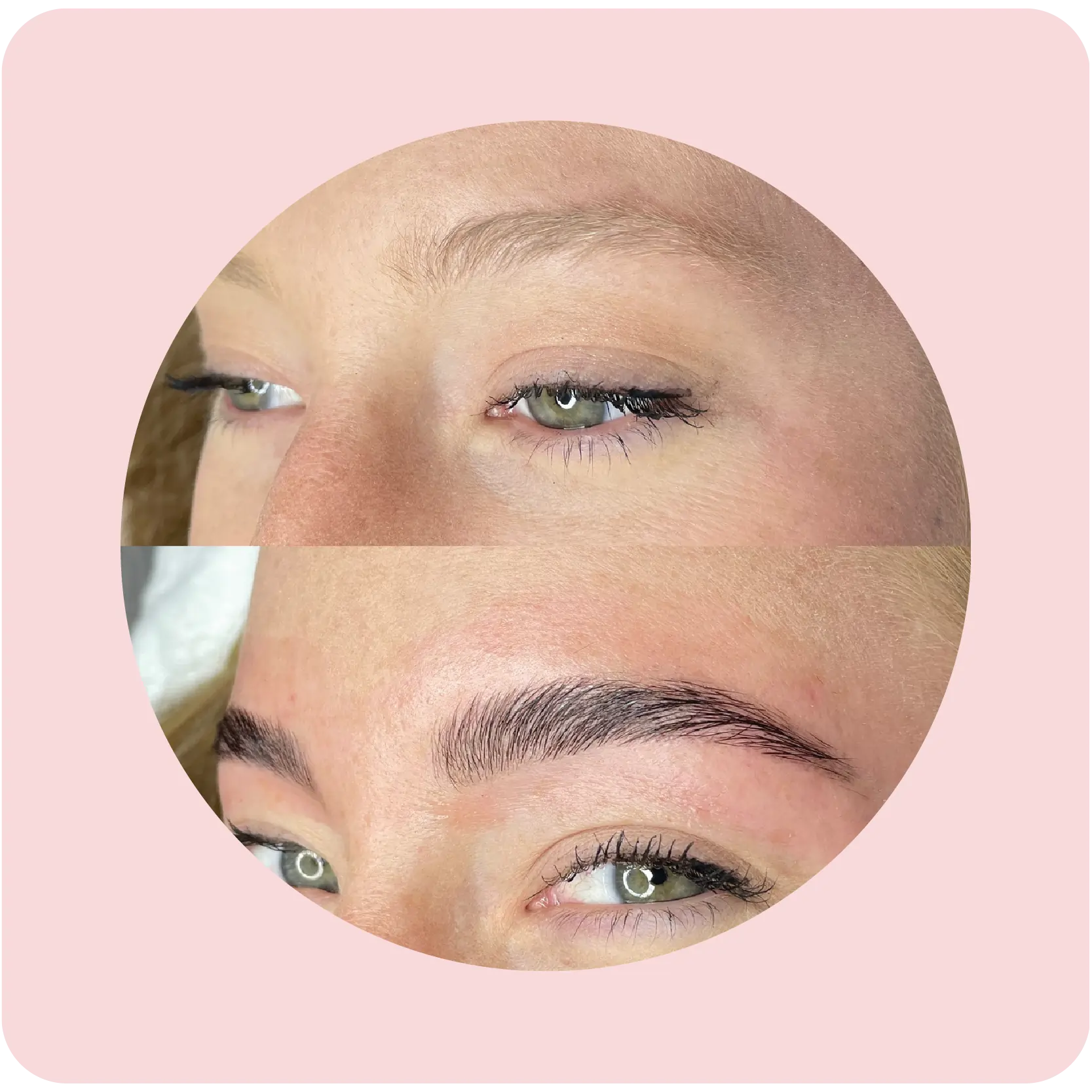 Before and after lash and brow treatment showing enhanced definition | Crawford Cosmetics